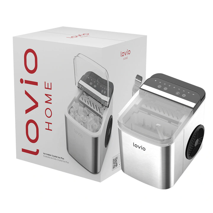 Lovio Crystal Ice Plus Home Ice Maker, Stainless Steel, Silver, Express Ice