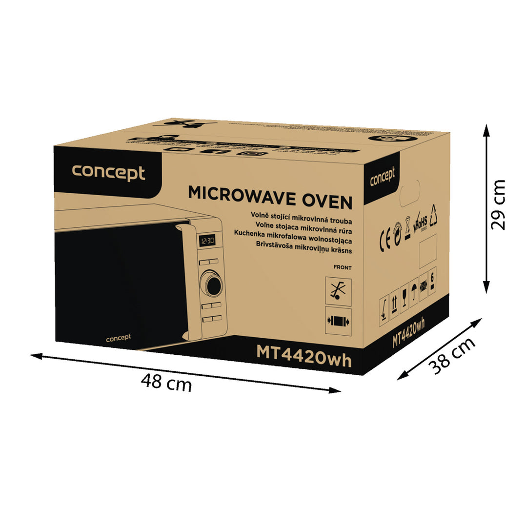 Concept Microwave Oven, 5 power levels, defrost function, 20L capacity, 800W power, white, MT4420wh
