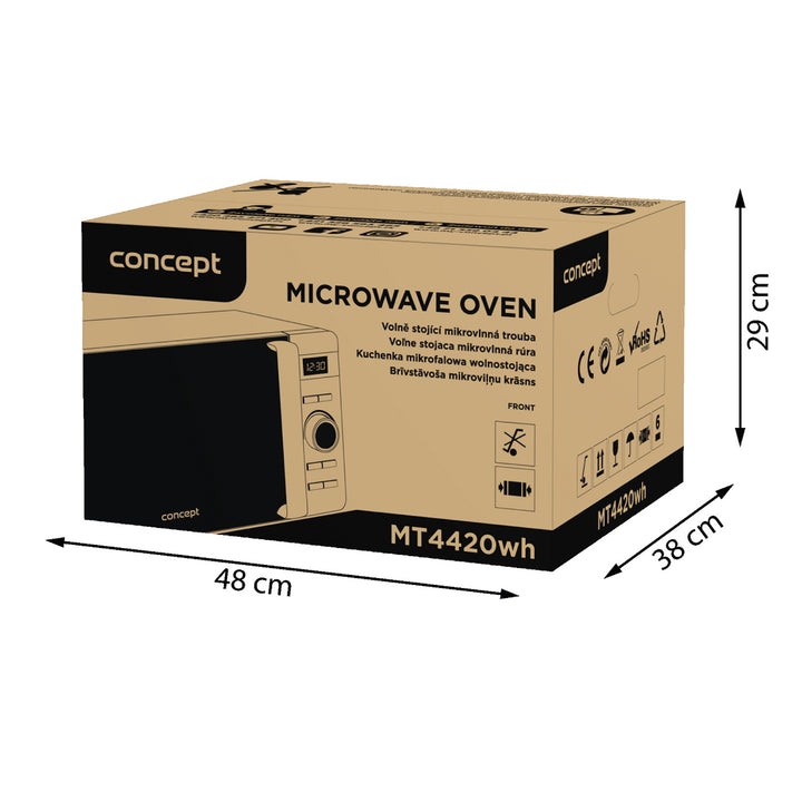 Concept Microwave Oven, 5 power levels, defrost function, 20L capacity, 800W power, white, MT4420wh