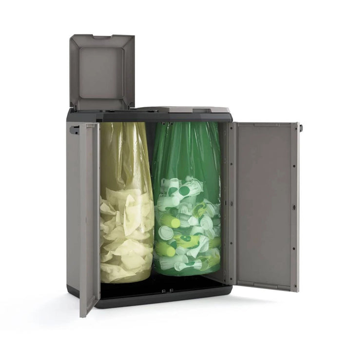 Keter Waste Sorting Cabinet, capacity 2x110L, manually operated lid, suitable for outdoor use, 241065