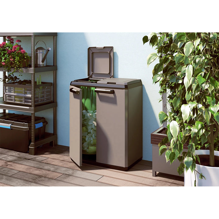 Keter Waste Sorting Cabinet, capacity 2x110L, manually operated lid, suitable for outdoor use, 241065