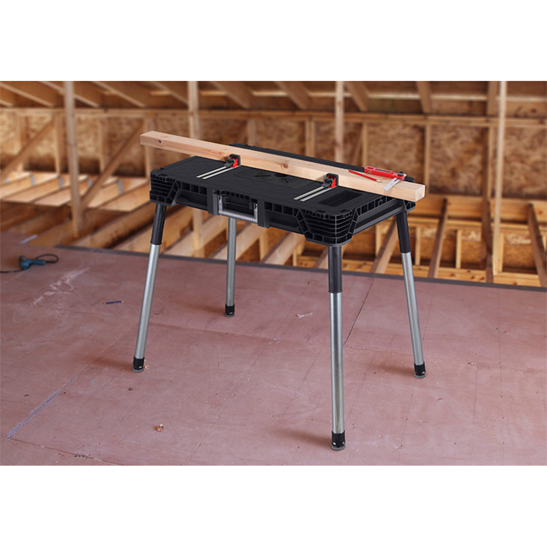 Keter Jobmade Portable Workbench, 453 kg load capacity, non-slip feet, storage compartment with clamps under the tabletop, 239985