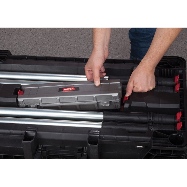 Keter Jobmade Portable Workbench, 453 kg load capacity, non-slip feet, storage compartment with clamps under the tabletop, 239985