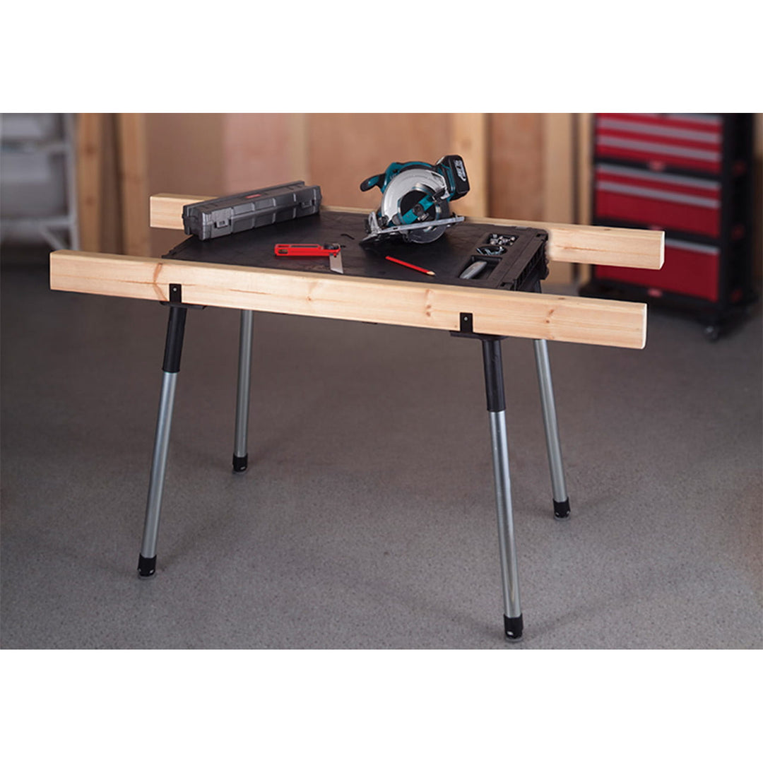 Keter Jobmade Portable Workbench, 453 kg load capacity, non-slip feet, storage compartment with clamps under the tabletop, 239985