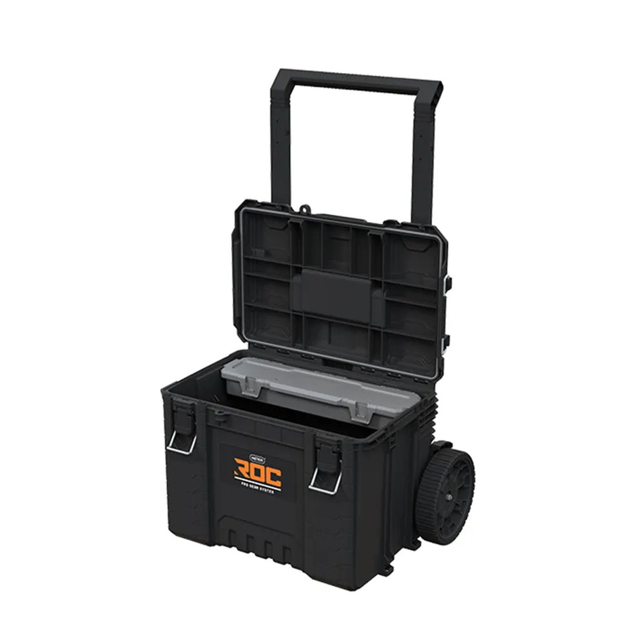 Set of 3 Keter ROC Pro Gear 2.0 tool chests, total capacity 110L, IP65 protection, removable telescoping handle, padlockable, 256982