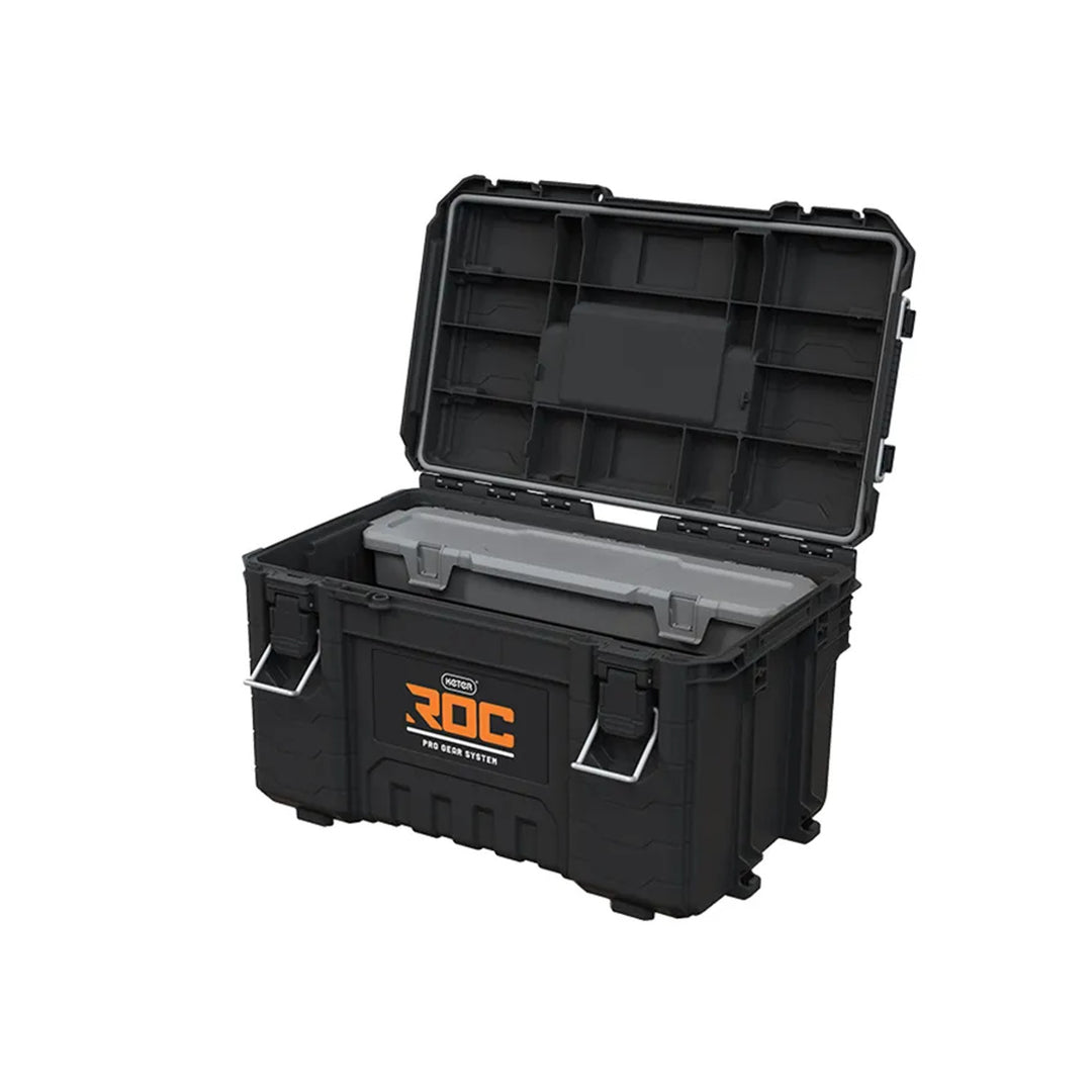 Set of 3 Keter ROC Pro Gear 2.0 tool chests, total capacity 110L, IP65 protection, removable telescoping handle, padlockable, 256982