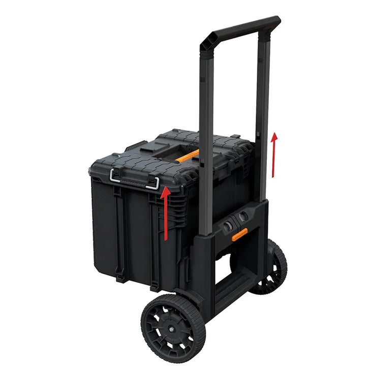 Set of 3 Keter ROC Pro Gear 2.0 tool chests, total capacity 110L, IP65 protection, removable telescoping handle, padlockable, 256982