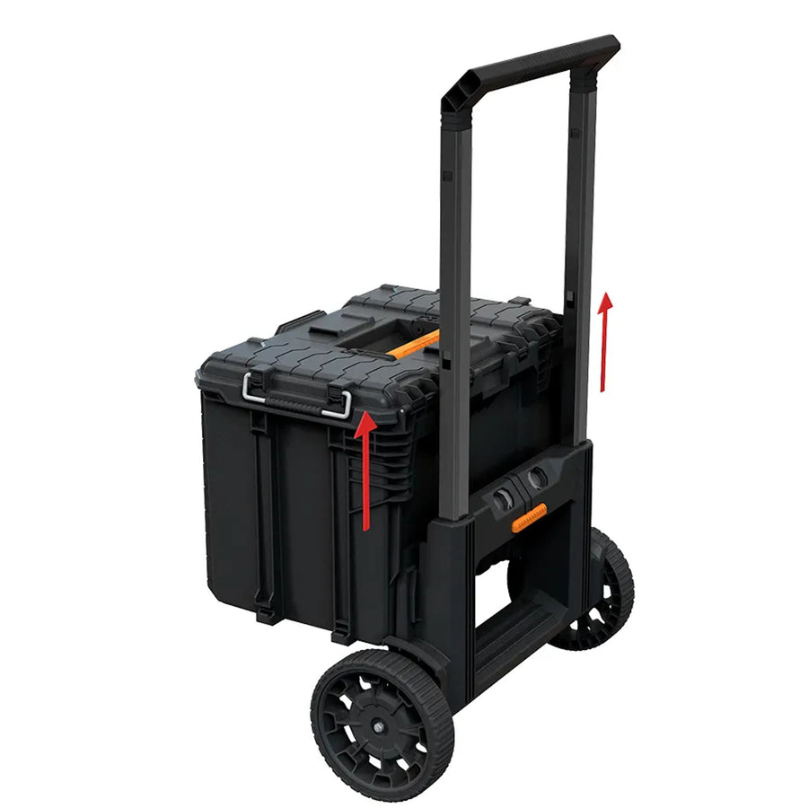 Set of 3 Keter ROC Pro Gear 2.0 tool chests, total capacity 110L, IP65 protection, removable telescoping handle, padlockable, 256982