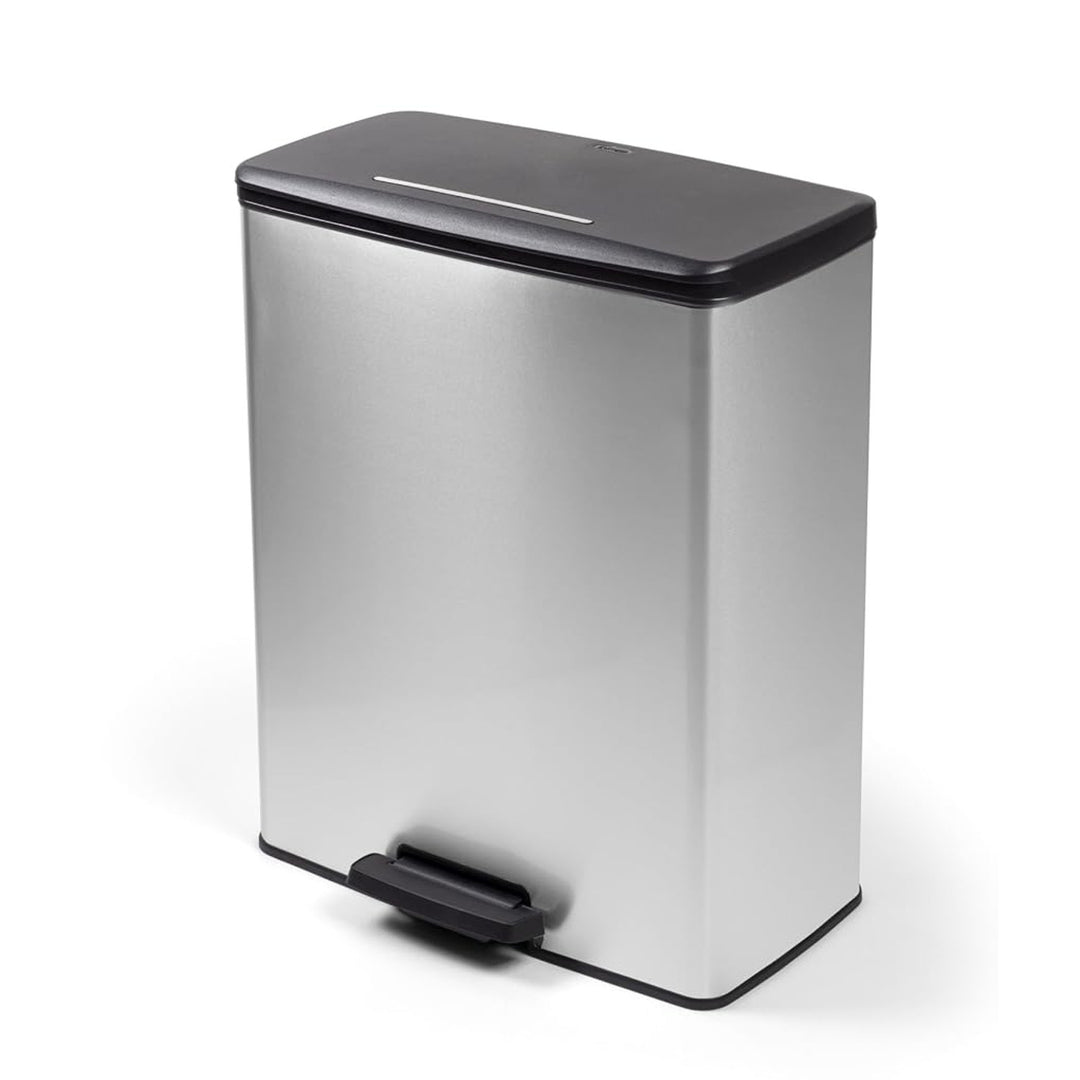 Curver Pedal Trash Can, 2x26L Bins, Metallic Finish, Silver, 251002