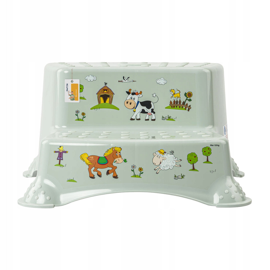 Keeeper Two-Step Children's Step Stool, with anti-slip feature, "Funny Farm" series, weight capacity up to 120 kg, 1003132006300