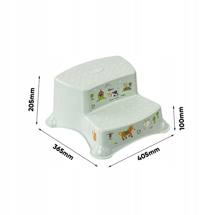 Keeeper Two-Step Children's Step Stool, with anti-slip feature, "Funny Farm" series, weight capacity up to 120 kg, 1003132006300