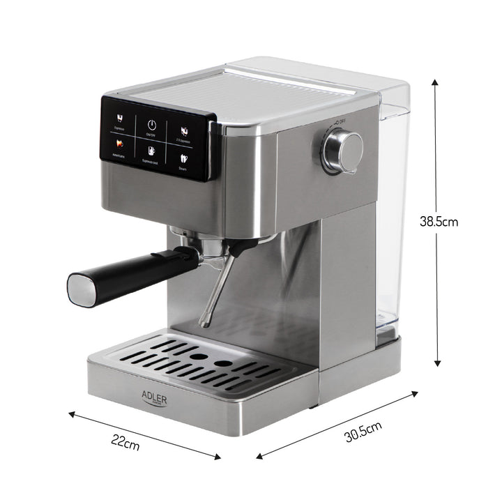 20-bar coffee machine, Thermoblock, milk frother, 5-in-1, Adler AD 4390