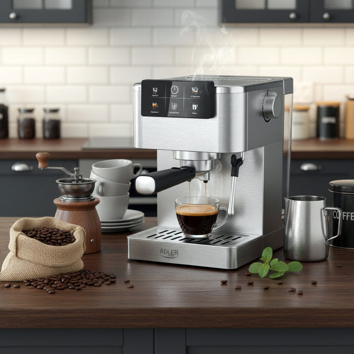 20-bar coffee machine, Thermoblock, milk frother, 5-in-1, Adler AD 4390