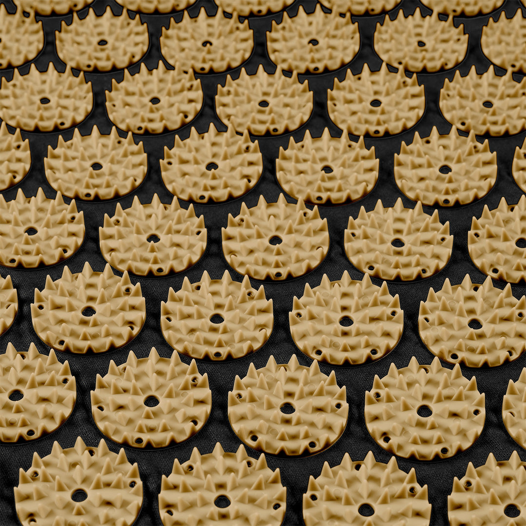 Health Mat with Acupressure Nubs and Cushion, 110x42 cm, XL, Gold Nubs, Rebel Active