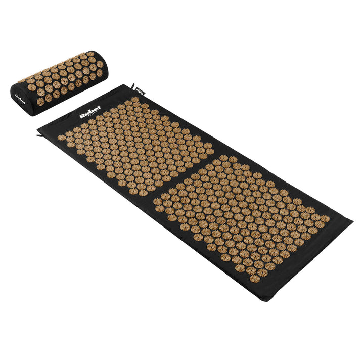 Health Mat with Acupressure Nubs and Cushion, 110x42 cm, XL, Gold Nubs, Rebel Active