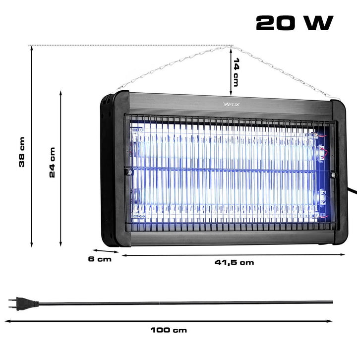 Insect Killer Lamp for Mosquitoes, Flies, and Moths, Electric Trap, UV, 20W, Vayox