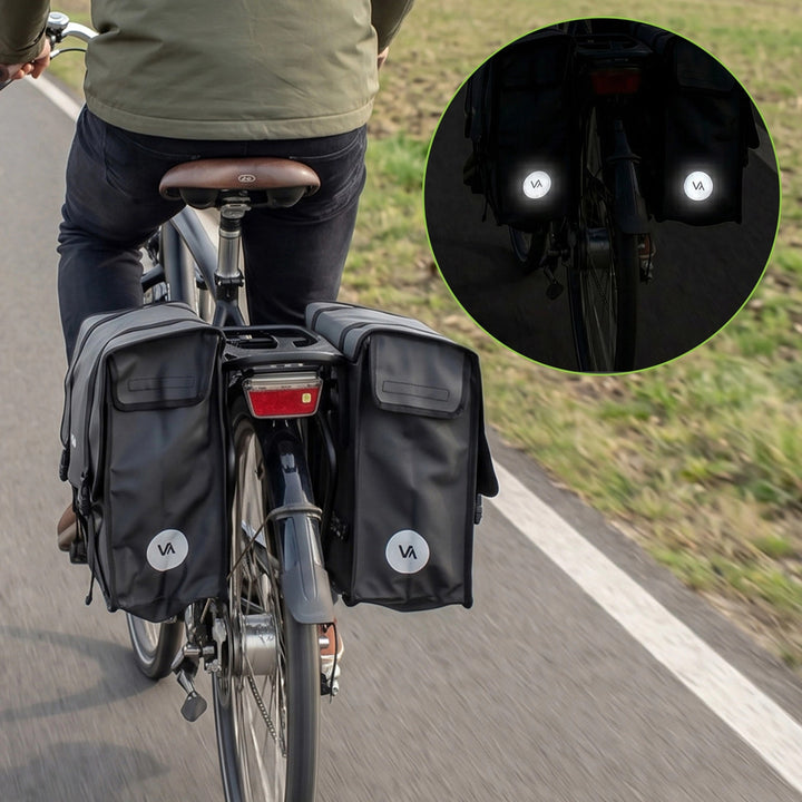 Double PVC Bike Rack Bag with Handle, Black, 40L, VA0446, Vayox