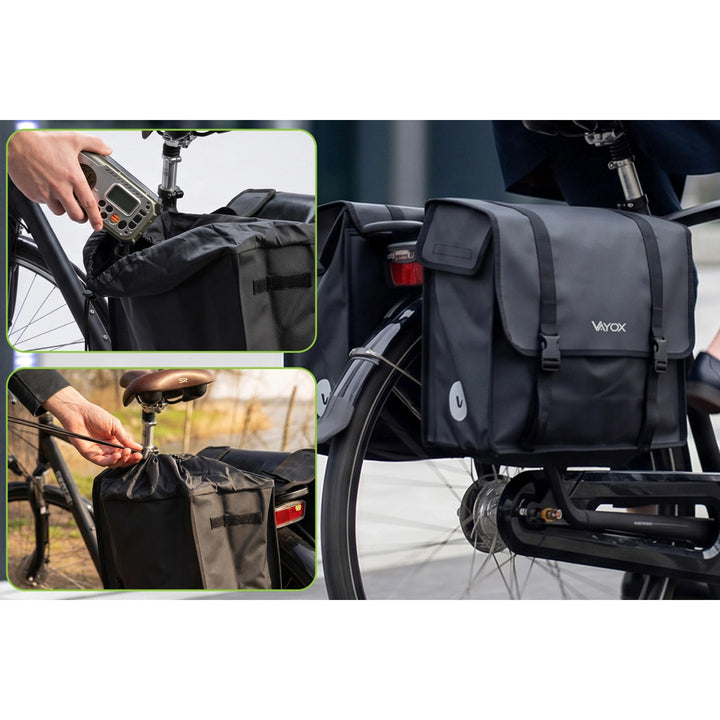 Double PVC Bike Rack Bag with Handle, Black, 40L, VA0446, Vayox