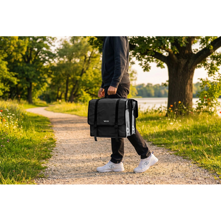 Double PVC Bike Rack Bag with Handle, Black, 40L, VA0446, Vayox
