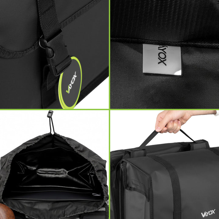 Double PVC Bike Rack Bag with Handle, Black, 40L, VA0446, Vayox