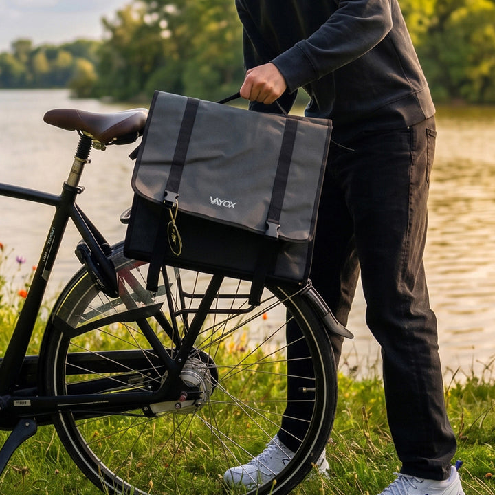 Double PVC Bike Rack Bag with Handle, Black, 40L, VA0446, Vayox