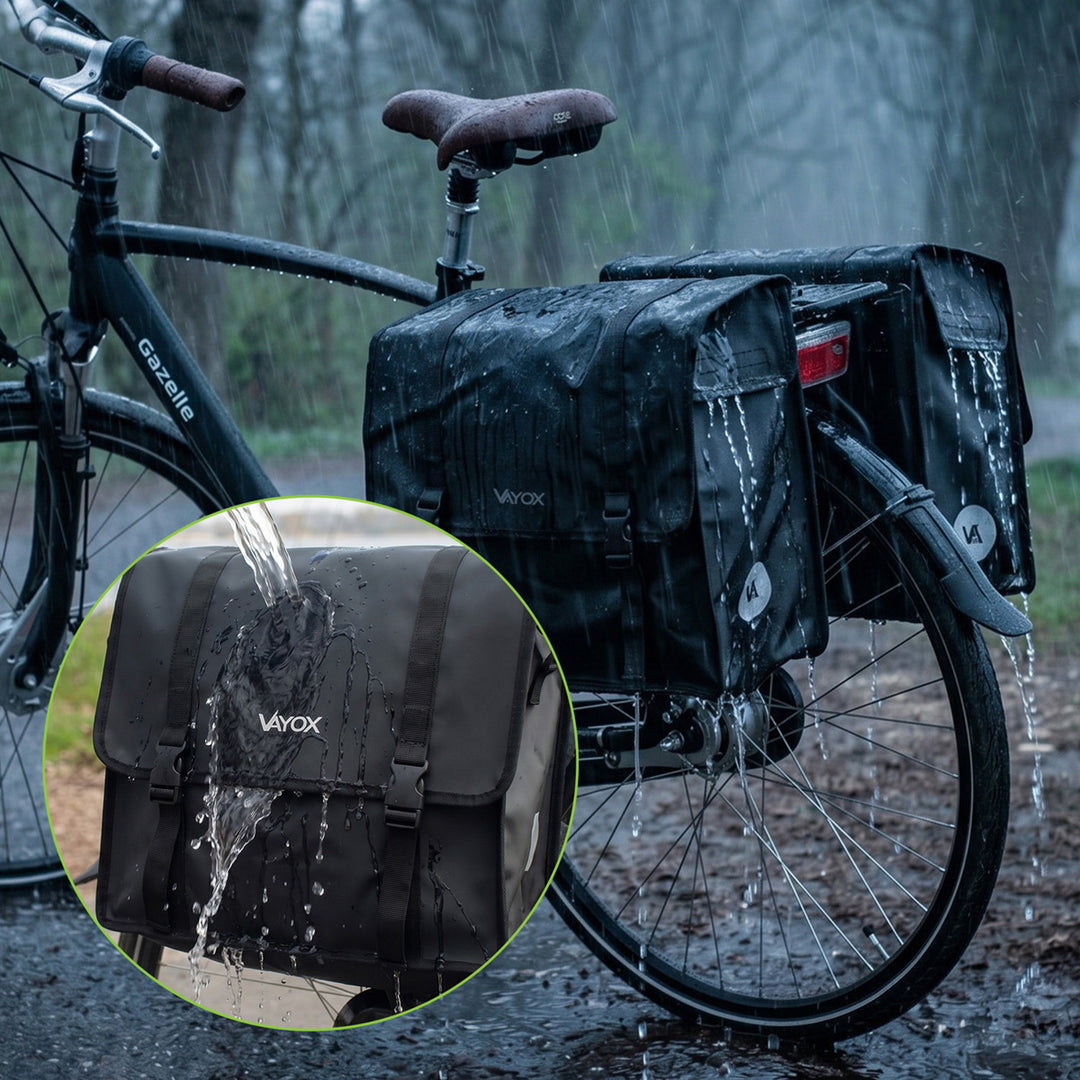 Double PVC Bike Rack Bag with Handle, Black, 40L, VA0446, Vayox