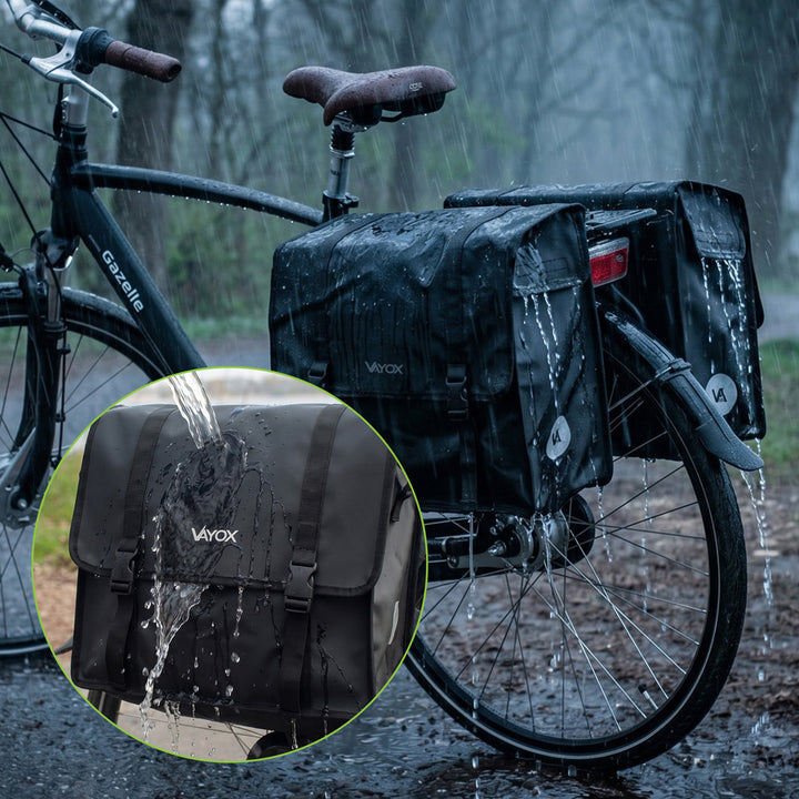 Double PVC Bike Rack Bag with Handle, Black, 40L, VA0446, Vayox