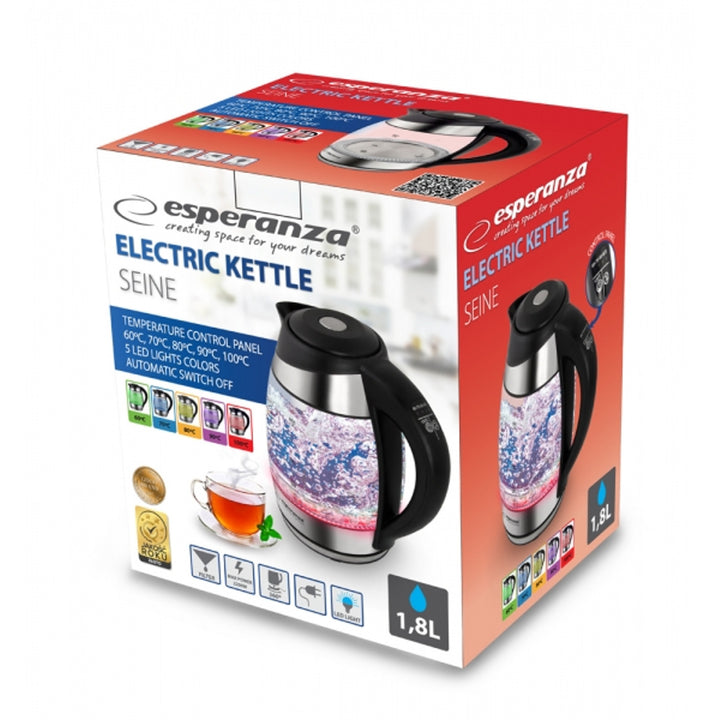 Electric Glass Kettle with LED Display and Thermostat, 1.8 L, Esperanza