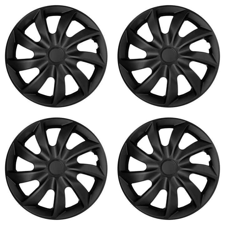 NRM Quad 13'' Universal Car Hubcaps, Matte Black, Set of 4