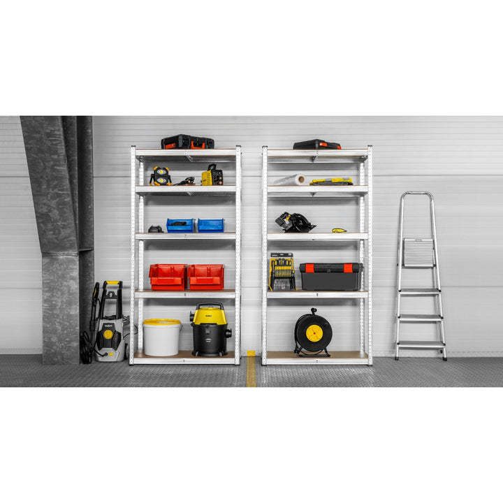 Metal storage rack, 5 shelves, maximum load capacity of 750 kg, 180x90x40, silver Rebel, 2 pieces