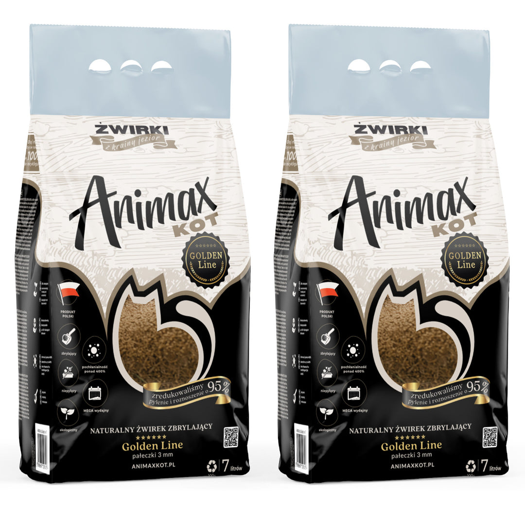 Clumping cat litter, Animax Golden Line 3mm, small pellets, 2 x 7L bags