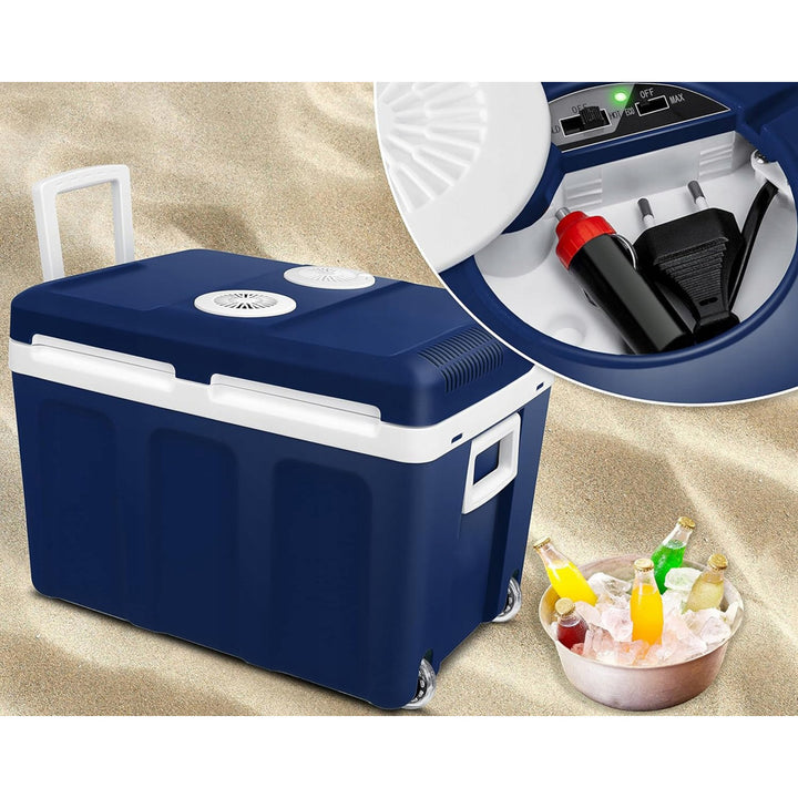 Blow Car Cooler, with wheels, 42L capacity, heating mode, DC 12V and AC 100V–240V, 44–210