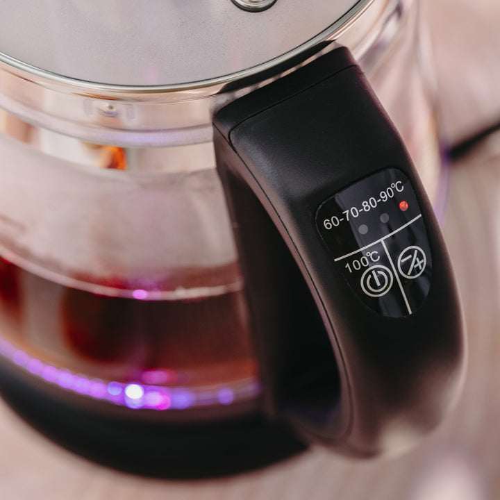 1.5 L Glass Kettle with Tea Infuser and Temperature Control, 2200W, LED, 60–100°C, Adler AD 1299, Black