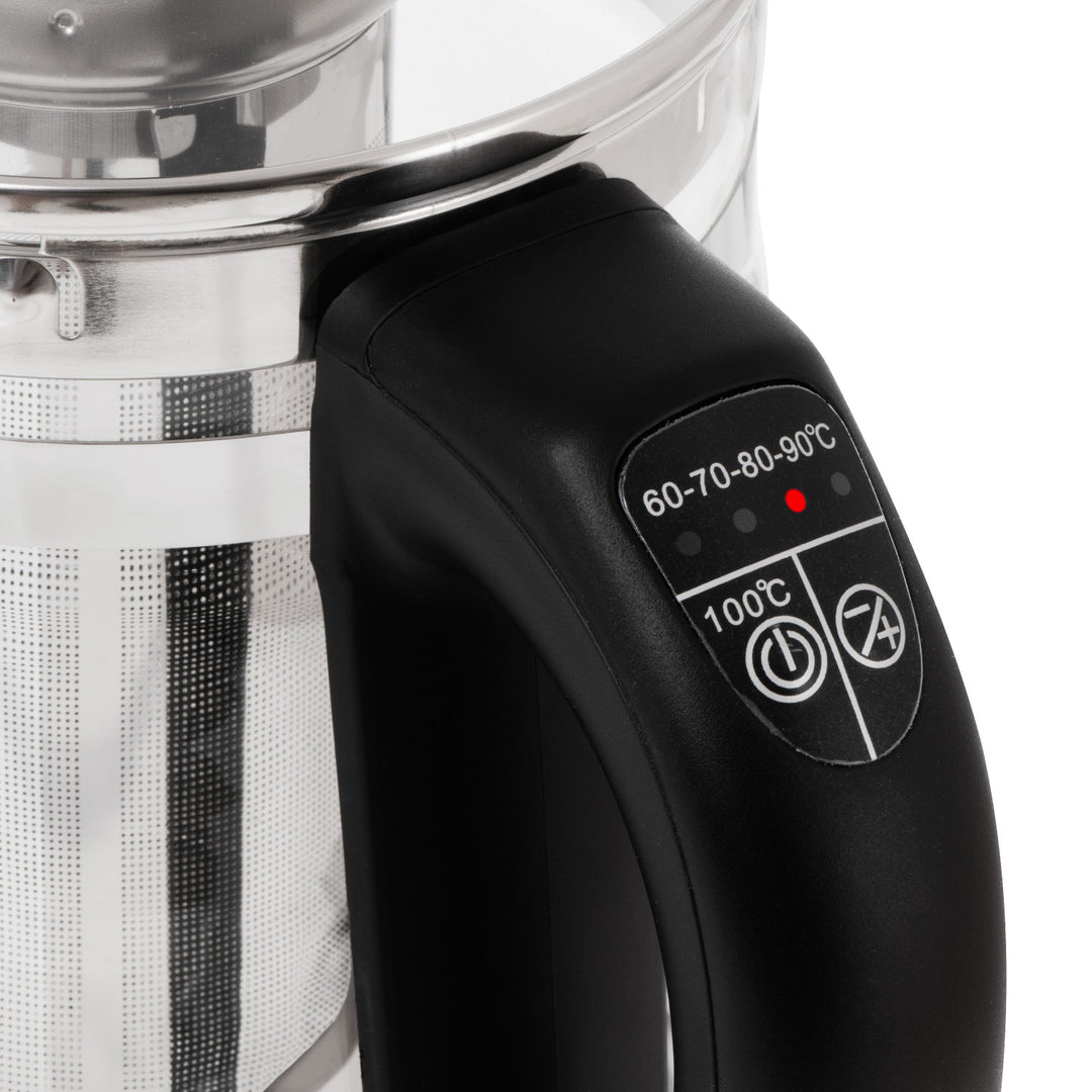 1.5 L Glass Kettle with Tea Infuser and Temperature Control, 2200W, LED, 60–100°C, Adler AD 1299, Black