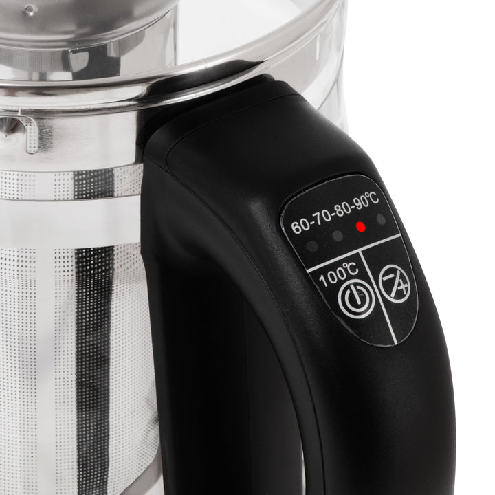 1.5 L Glass Kettle with Tea Infuser and Temperature Control, 2200W, LED, 60–100°C, Adler AD 1299, Black