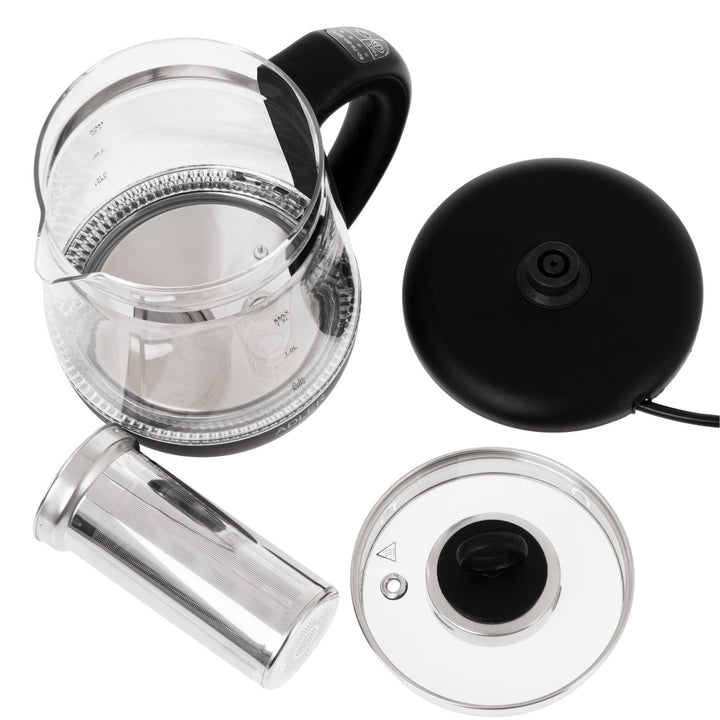 1.5 L Glass Kettle with Tea Infuser and Temperature Control, 2200W, LED, 60–100°C, Adler AD 1299, Black