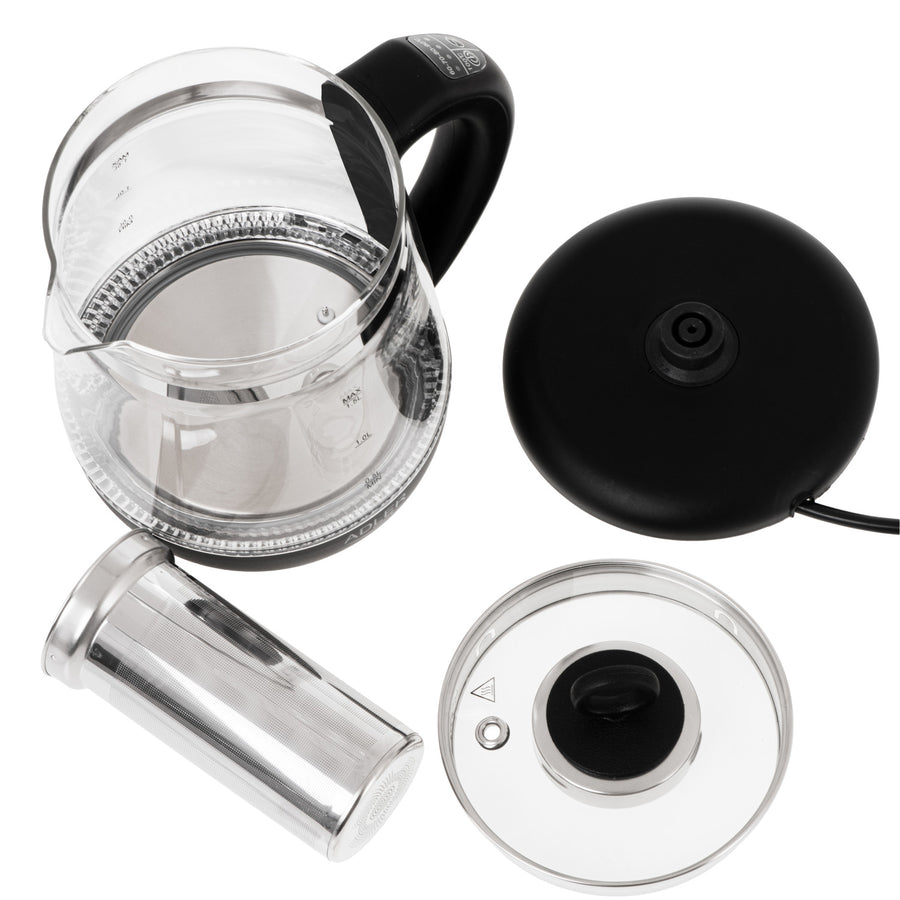 1.5 L Glass Kettle with Tea Infuser and Temperature Control, 2200W, LED, 60–100°C, Adler AD 1299, Black