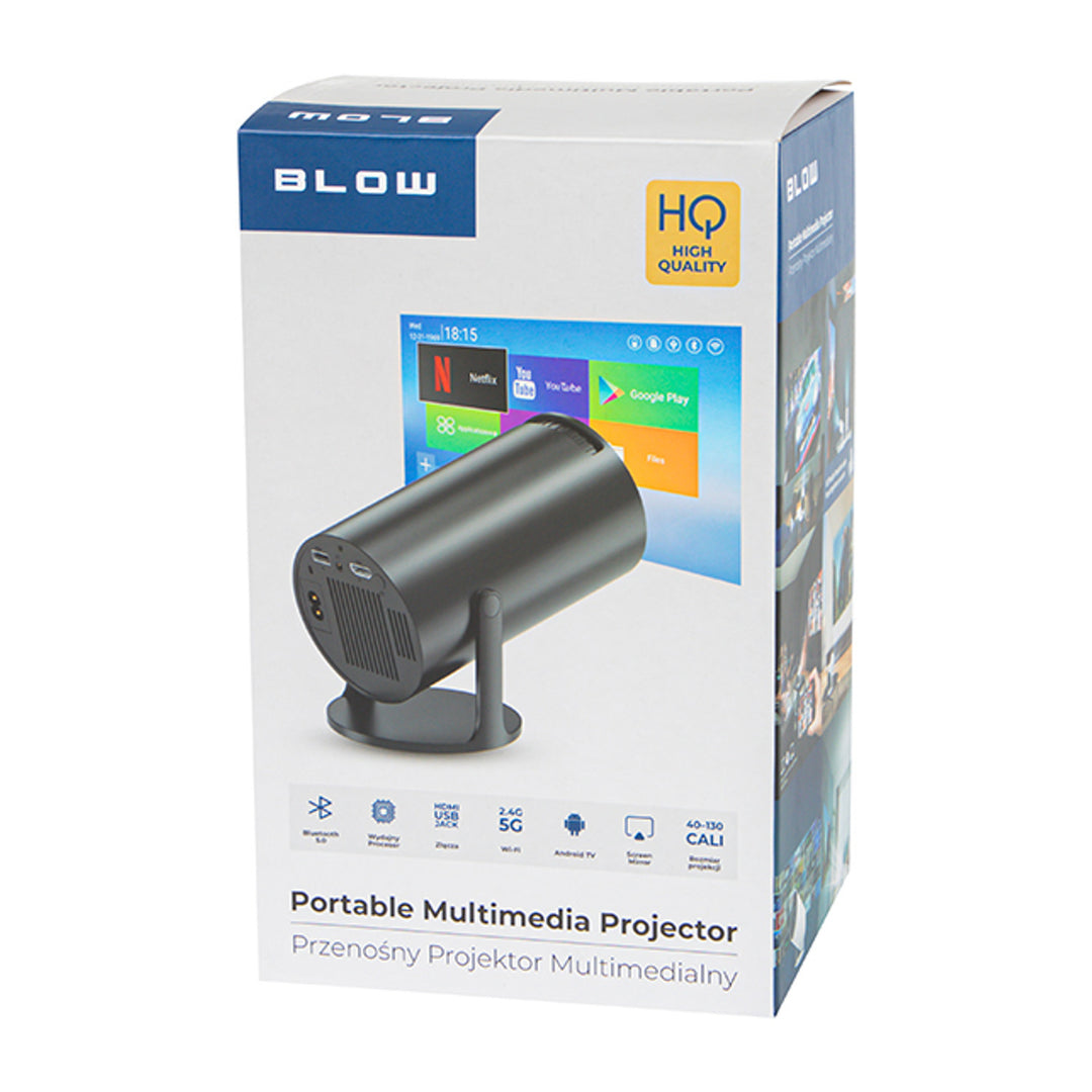 Blow Portable Projector, Android TV, built-in 3W speaker, 720p resolution and up to 4K decoding, clear and vivid image, 79-705#