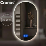 Cronos Heated Mirror, oval, 50x80 cm, LED in three colors, IP44 protection, anti-fog system