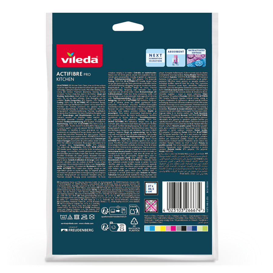 Vileda Actifibre Pro Kitchen Cloth, 1 pc., microfiber, PVA coating, machine washable up to 60°C, 183303