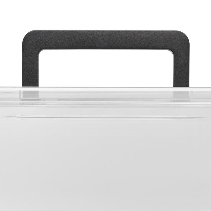 Moxom SimpleStore container, 60L capacity, clear, snap-on lid, with casters, BPA-free, 04-0081
