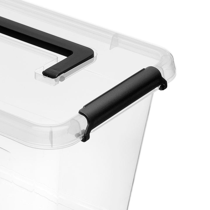 Moxom SimpleStore container, 60L capacity, clear, snap-on lid, with casters, BPA-free, 04-0081