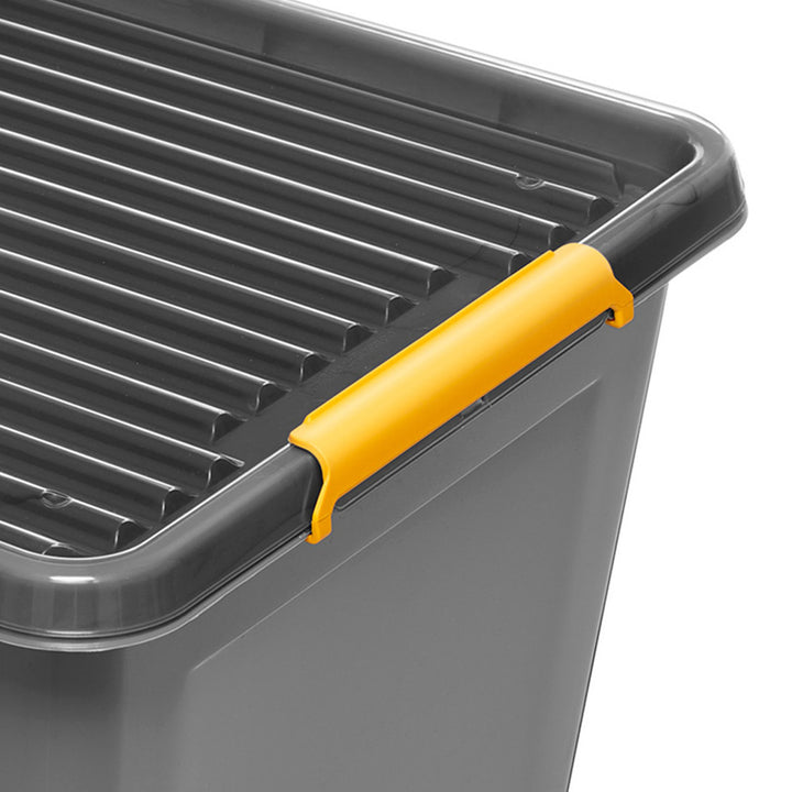 Moxom SolidStore container, 80L capacity, gray, snap-on lid, with wheels, BPA-free, 04-0217