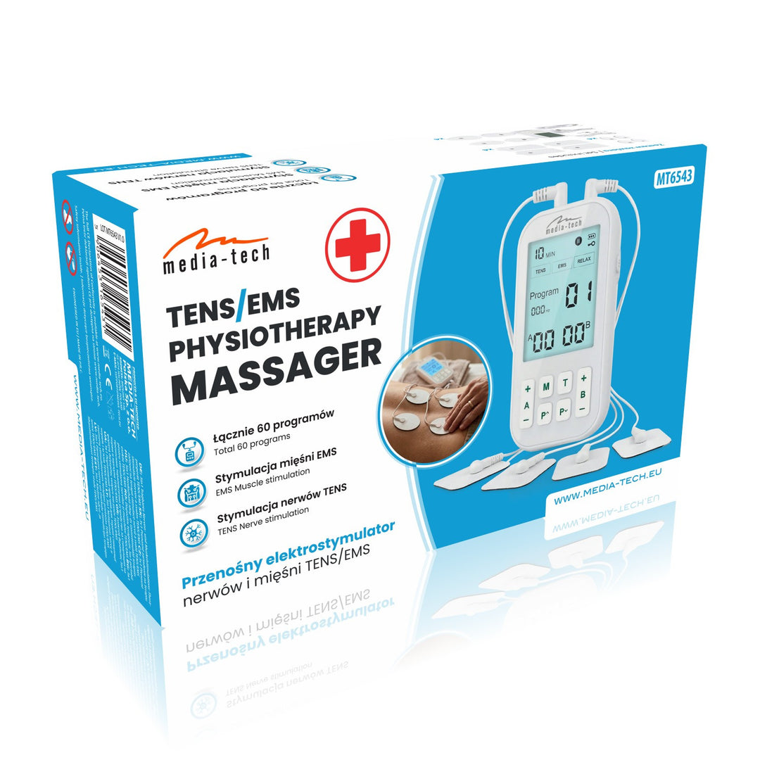 Massager and muscle electrostimulator, TENS/EMS, 3-in-1 stimulation, Mediatech, MT6543