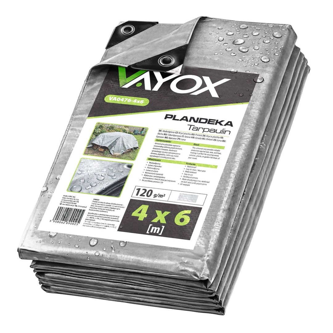 Silver Tarpaulin, 120g, 4x6m, VA0476, Waterproof, Vayox