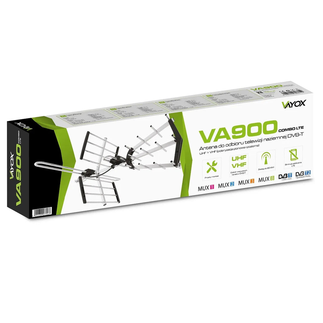 VA900 COMBO DVB-T/T2 Directional Antenna with LTE Filter, Aluminum, Vayox