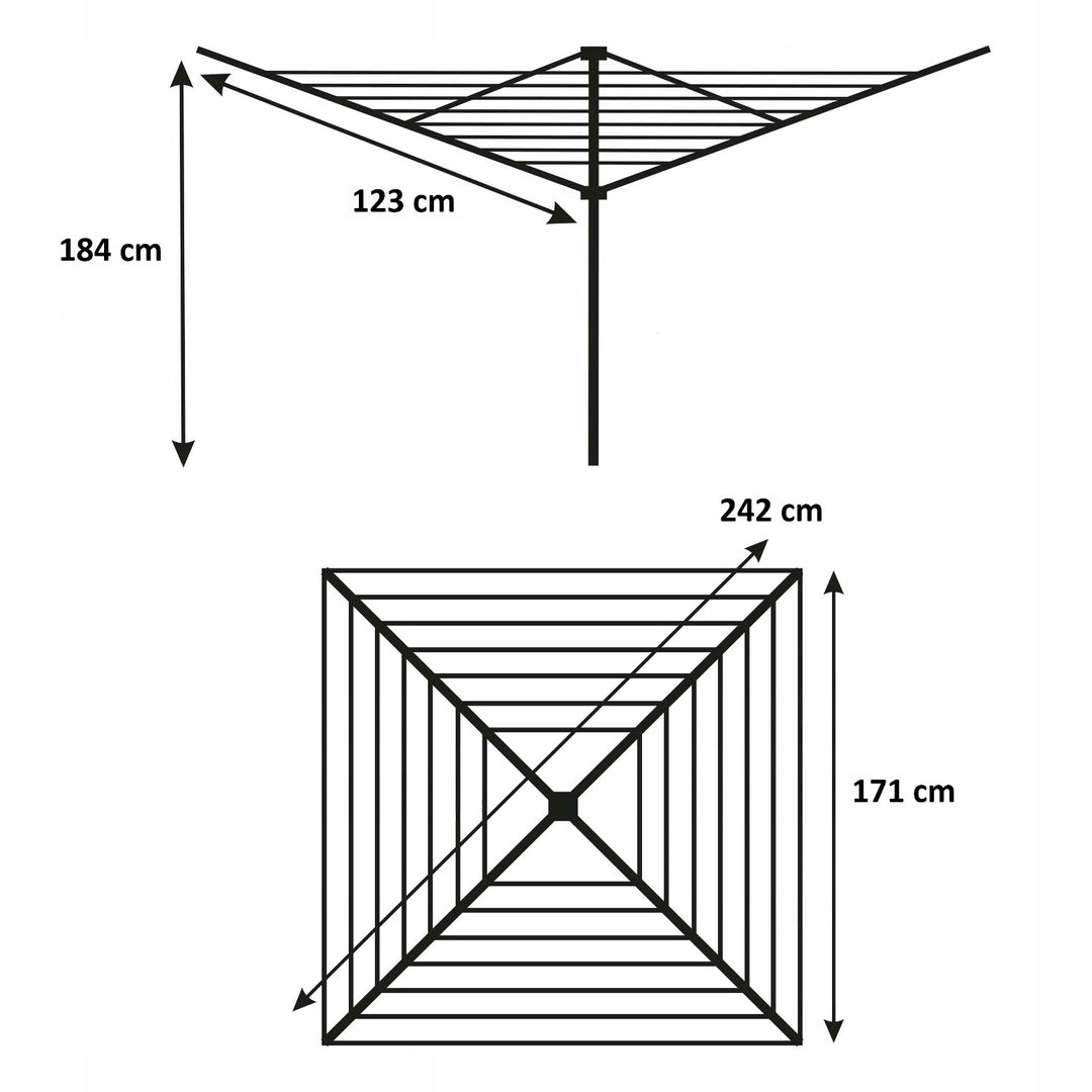 Rotating Garden Clothesline, 50 m, 4 Arms, Sepio