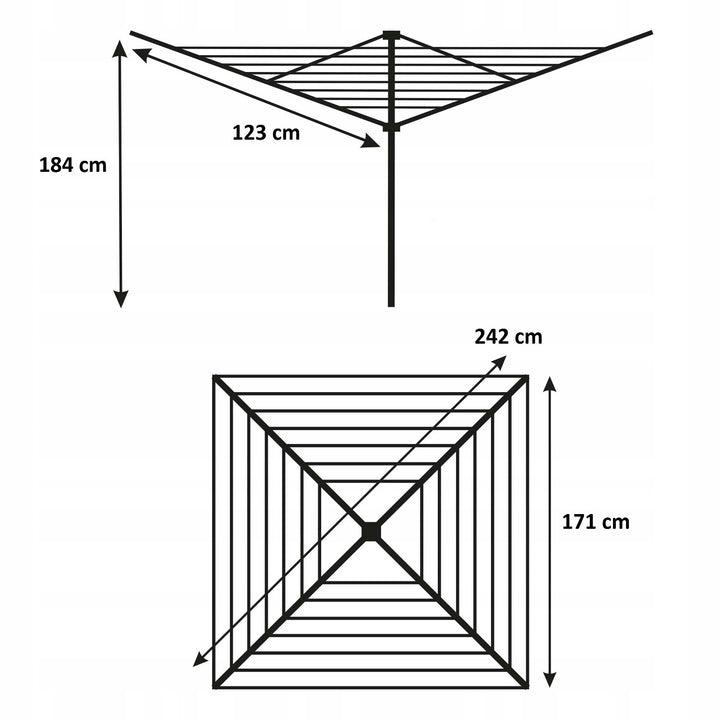 Rotating Garden Clothesline, 50 m, 4 Arms, Sepio