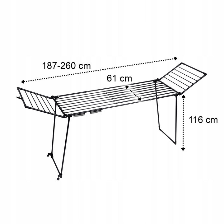 Clothes drying rack, 27 m of drying space, extendable, foldable, large freestanding model, Bona XXL, Sepio