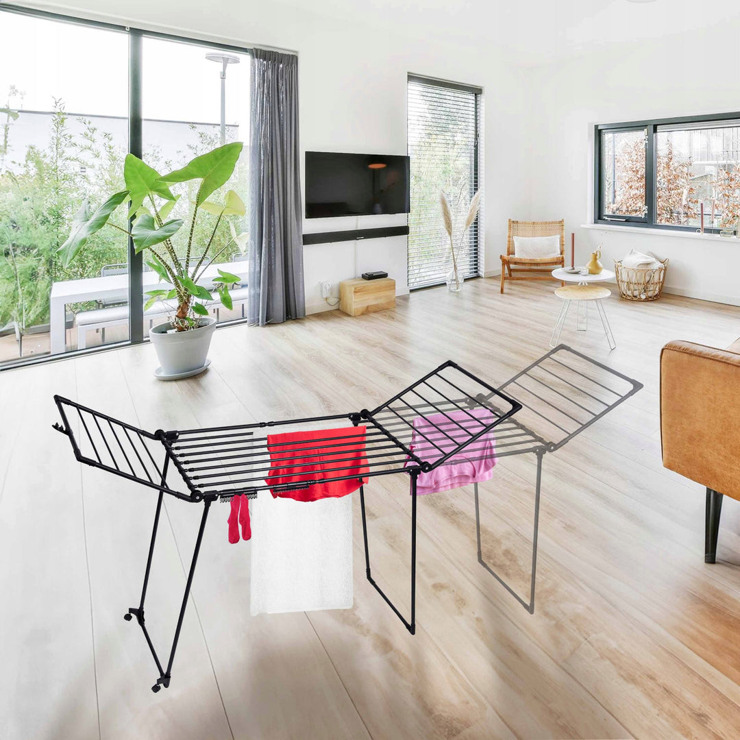 Clothes drying rack, 27 m of drying space, extendable, foldable, large freestanding model, Bona XXL, Sepio